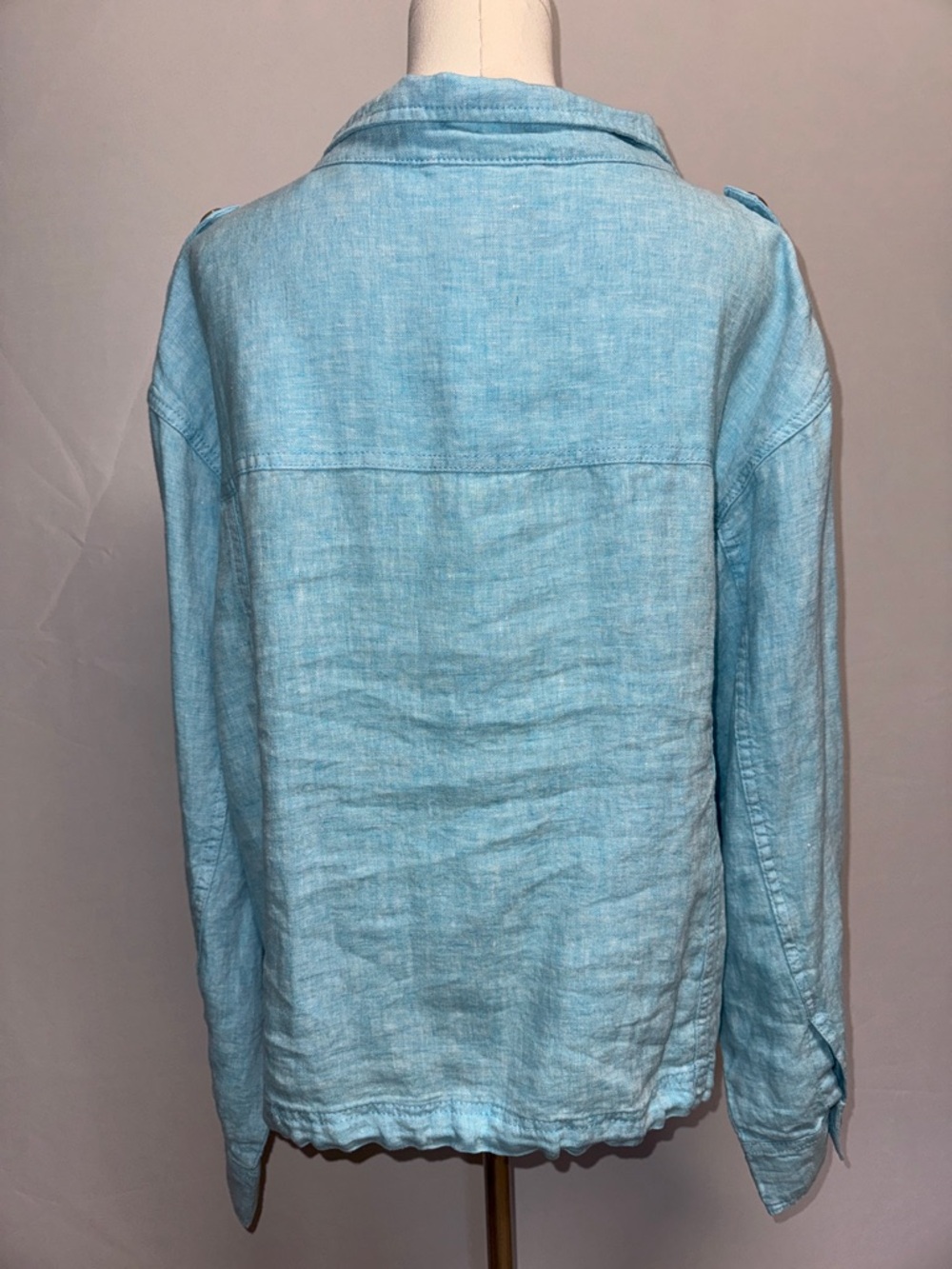 Talbots Light Blue Button-Front Washed Linen Jacket Size XL - Picture 3 of 11